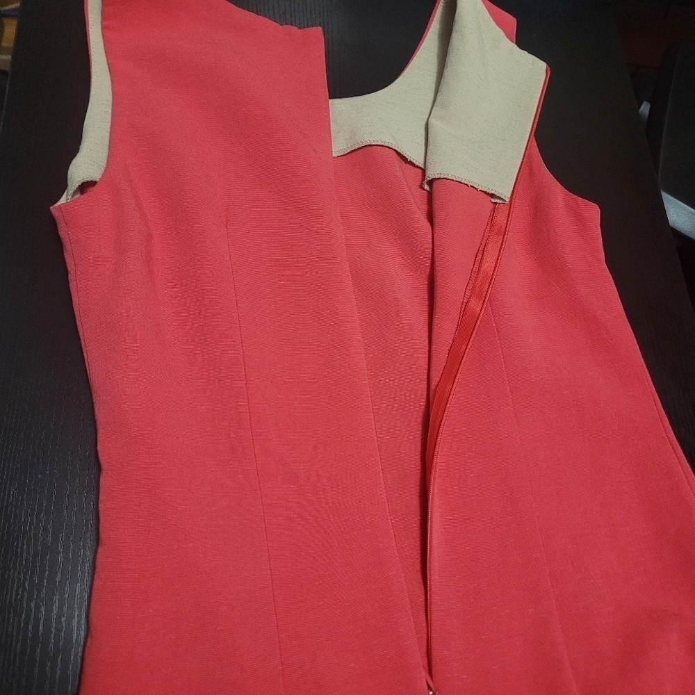 VINTAGE Y2K Cleo Petites Linen Blend Sleeveless Red Dress 6P - Picture 5 of 7